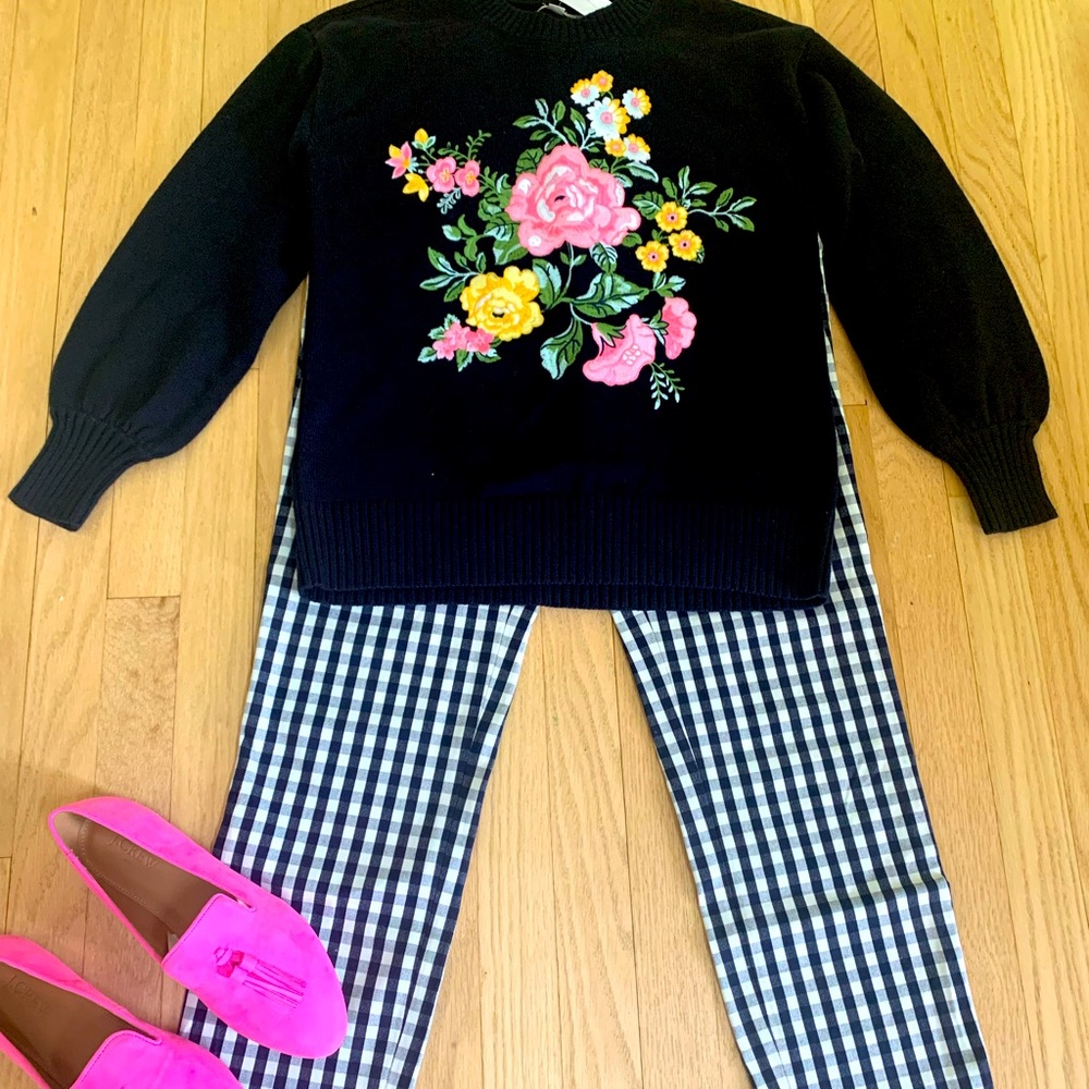 Navy Gingham Cotton Pants. Size 6 Tall. 💕